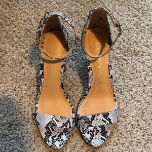 Madewell Snakeskin Heels - Black and Light Blue
